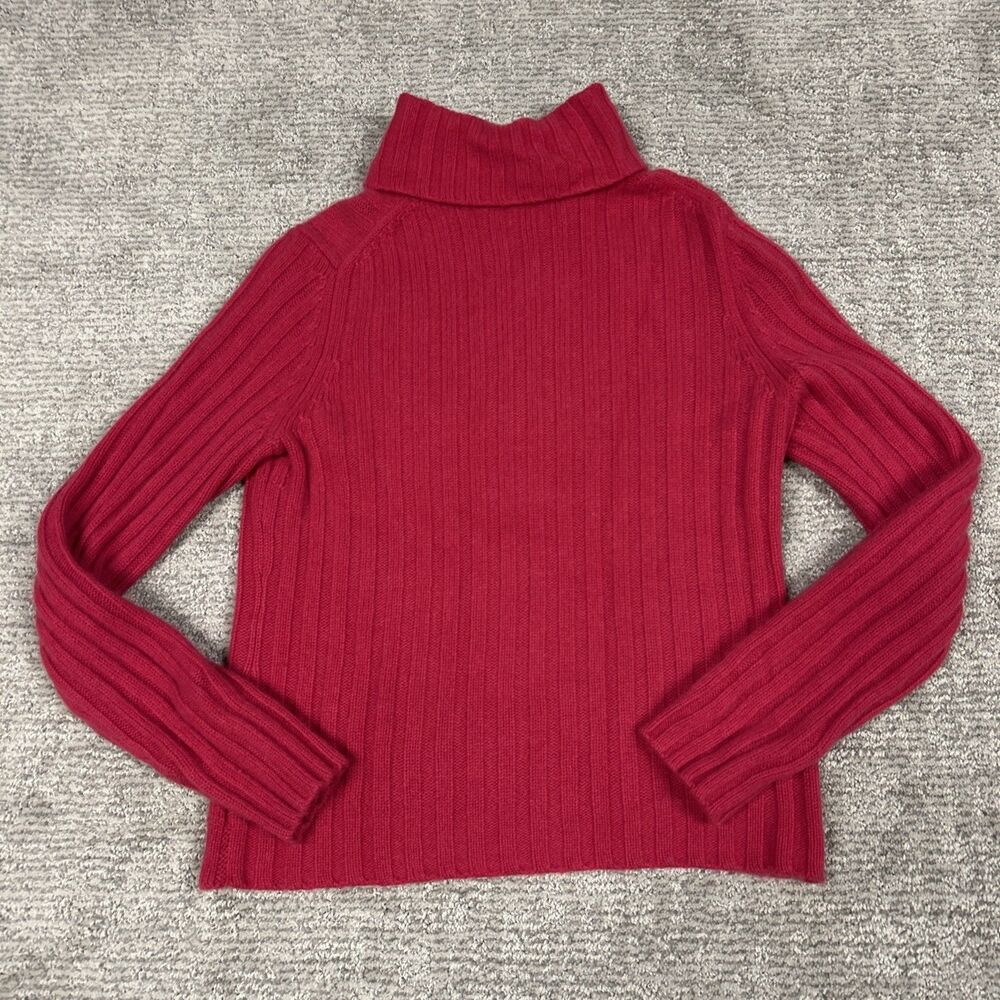 Asha Sweater Womens Large Cashmere Pink Ribbed Turtleneck Top - Picture 5 of 7